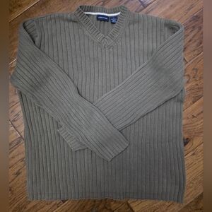 Structure Men's V-Neck Ribbed Sweater - Olive